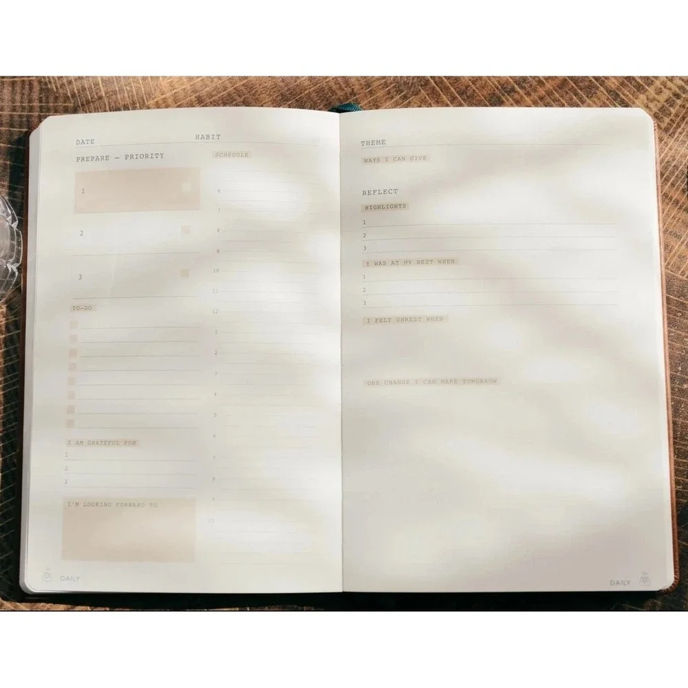 Monk Manual 90-Day Planner 240 Pages Vegan Brown Leather Brand New WOW GIFT!